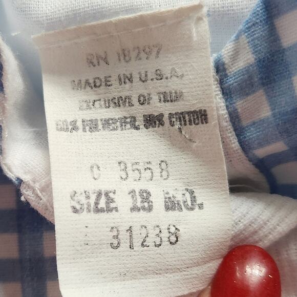 Vintage 1980s Baby Girl Easter Dress Blue Gingham Bunny & Tulip Teapot 18 Months - Picture 9 of 9